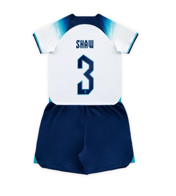 England Luke Shaw #3 Hjemmebanesæt Børn VM 2022 Kort ærmer (+ korte bukser)